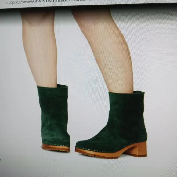 Swedish Hasbeen Teddy Boot NWT size 38 Dark Green Suede - Picture 7 of 7